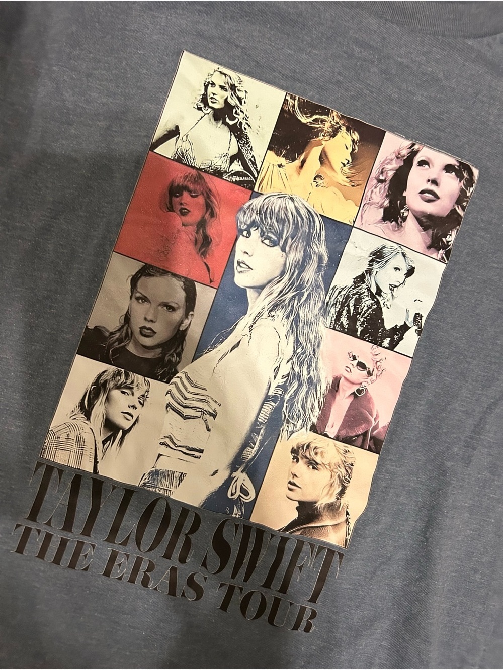 Taylor Swift Eras Tour Tee with Multi-Panel Graphics Blue Gray - Picture 3 of 8